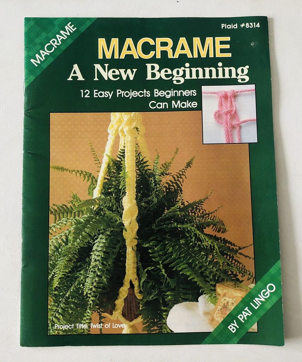 Plaid Macrame Knots Booklet 12 Projects Plant Hanger Wall Hanging 1988 Pat Lingo